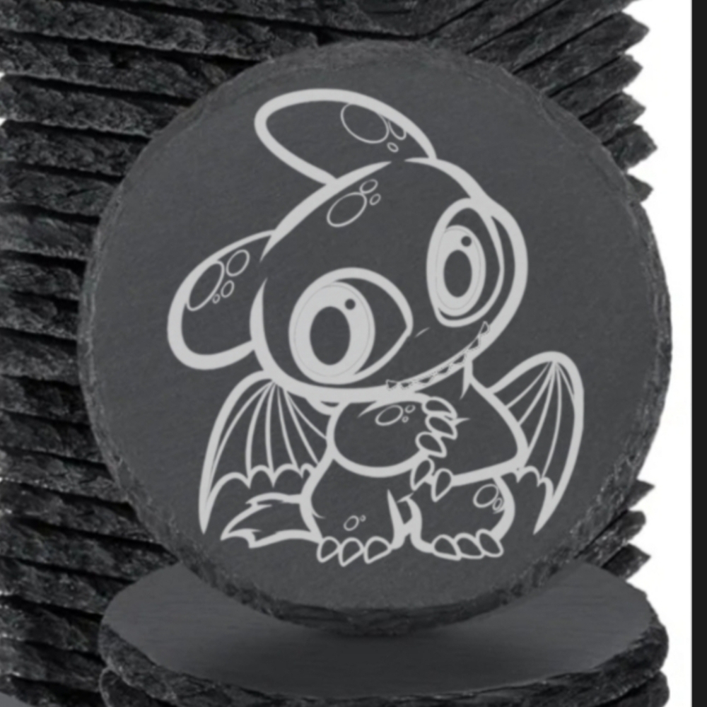 Labubu Monster Dragon Slate Coasters Set Of 2